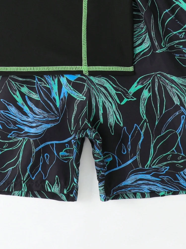 الصبي الاطفال ملابس السباحة 2026 جديد أسود طباعة قصيرة الأكمام ملابس سباحة للأطفال الصيف قطعتين السراويل ملابس الشاطئ ثوب السباحة السباحة #5