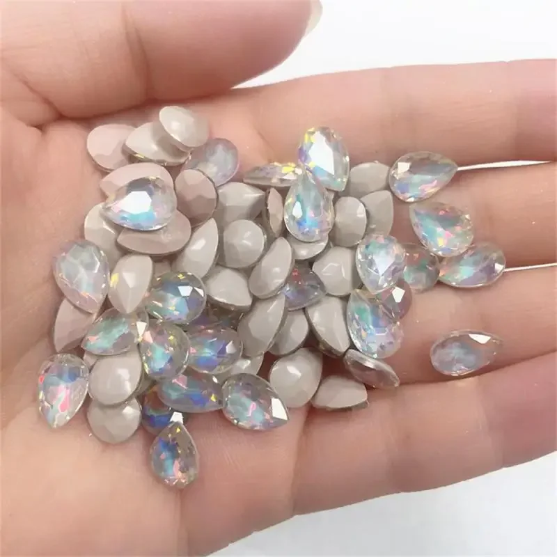 Bijoux en biscuits pour ongles en forme de cœur, pierres précieuses, verre plaqué, cristal, perceuse nue, breloques en diamant pour nail art, accessoires de décoration