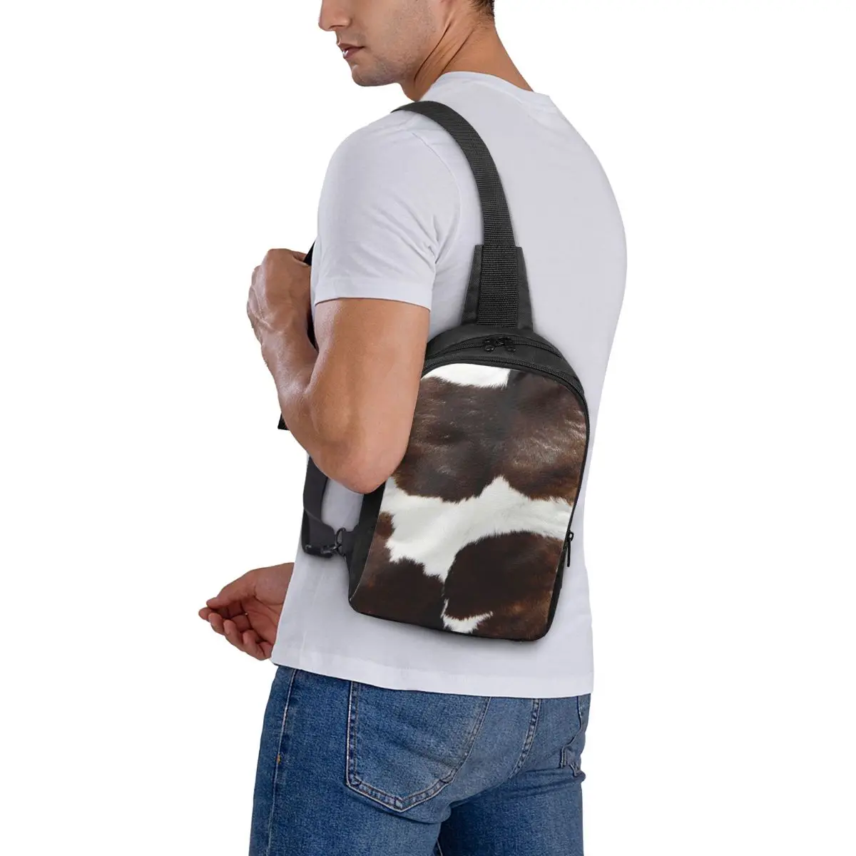 ريفي مزرعة البقرة طباعة حقيبة الصدر حقيبة كروسبودي حقيبة كتف حبال للرجال السفر المشي لمسافات طويلة Daypack #2
