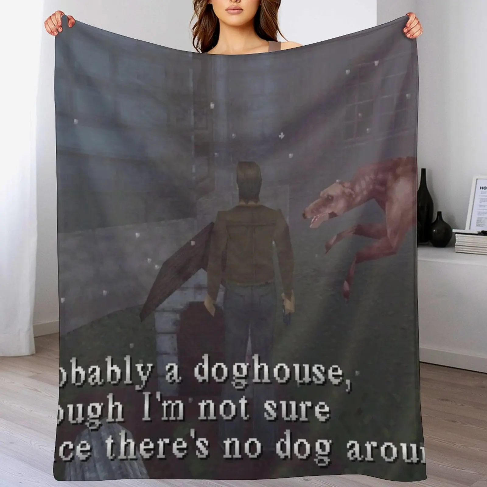 

Silent Hill 1 Harry Mason Probably A Doghouse Meme Throw Blanket Decoratives Summer Beddings Thins Multi-Purpose Blankets