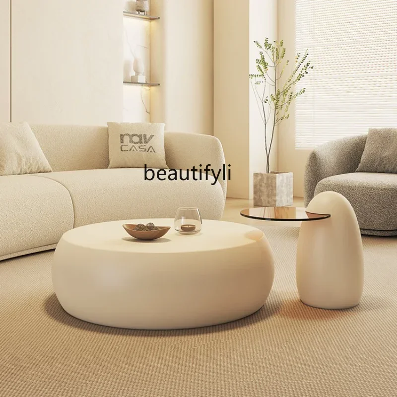 

cc1820Cream Style White round Tea Table Small Apartment Combination Modern Minimalist Nordic Furniture side table