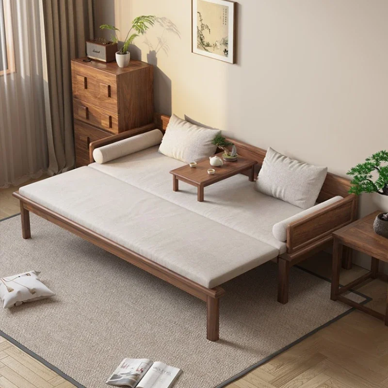 

Push-pull dual-purpose telescopic Zen solid wood arhat bed new Chinese style sofa bed 2025 new