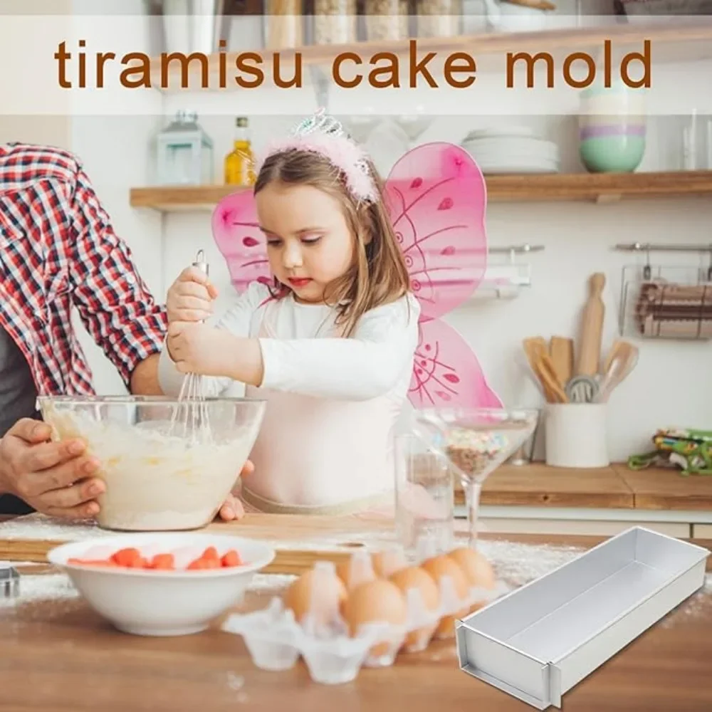قالب كعكة تيراميسو قابل للإزالة مستطيل غير لاصق من سبائك الألومنيوم لتقوم بها بنفسك قالب تيراميسو موس أدوات خبز تيراميسو الاحترافية