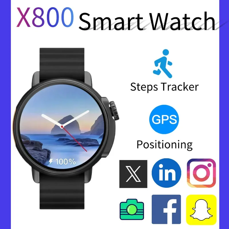 

X800 Smartwatch 2025 4G LTE 2 Inch Display 360x360 Screen 200MP Camera Bluetooth Calling GPS Heart Rate Monitor Waterproof Sleep