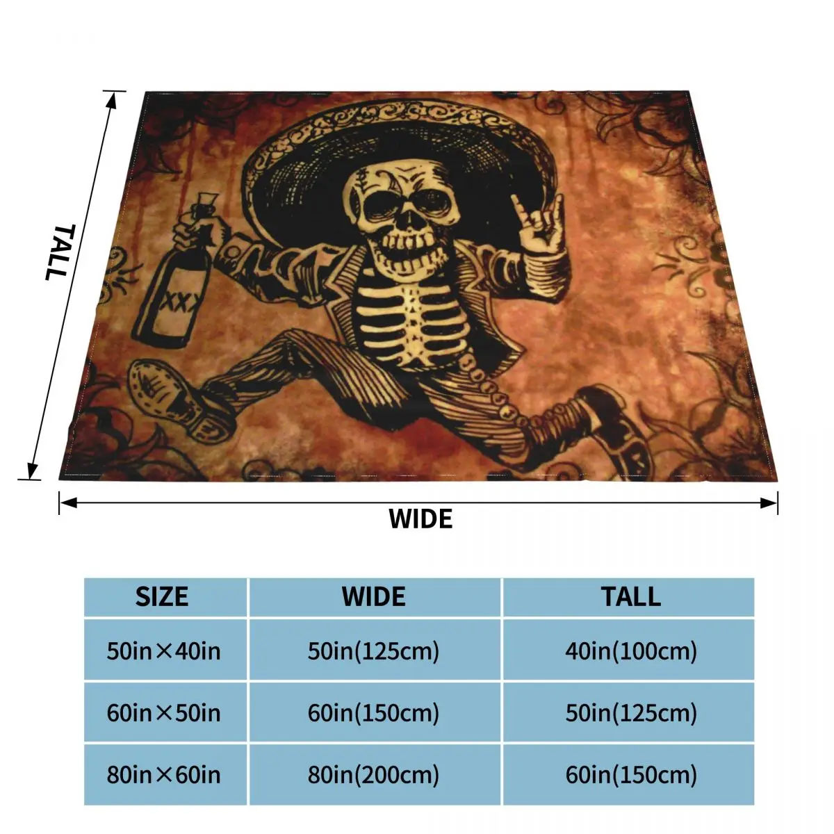 Posada Day Of The Dead Outlaw Blankets Fleece Winter Skull Multi-function Warm Throw Blanket for Bed Bedroom Plush Thin Quilt