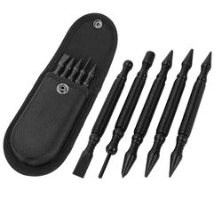 BESTNULE 5-Piece Nail Setter Dual Head Nail Set & Dual Head Center Punch & Hammerless Cold Chisel & Hinge Pin Remover Punch Set