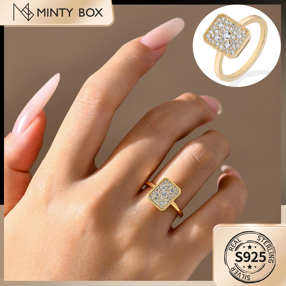 MINTYBOX Rectangul Moissanite Ring S925 Silver Engagement Diamond Rings 18K Gold For Women Luxury Fine Jewelry Anniversary Gift