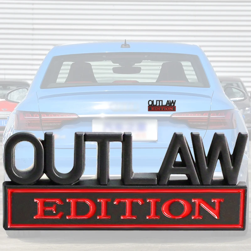 

1Pc Black Outlaw Car Stickers Metal EDITION Label For Car Body Truck Van SUV Motorcycle Vehicle Paint Window Wall Auto Parts