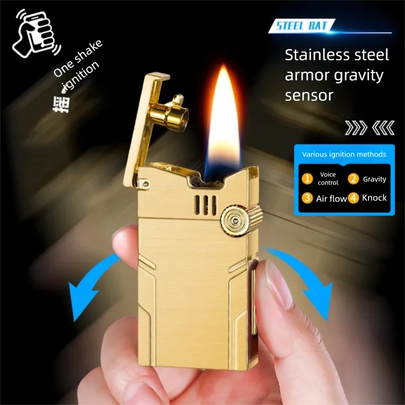 Premium Mens Lighter One Click Ejection Gear Sliding Smart Voice Control Loud Electric lighter type c