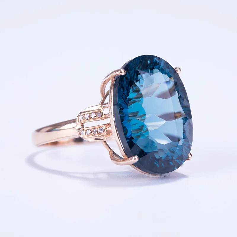 New European and American Fashion London Blue Peacock Sapphire Gemstone Open for Women, Breathable Temperament Ring