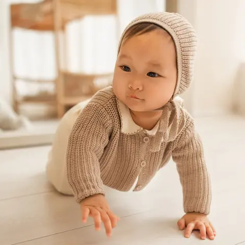 Ali Layette AW25 Brun Kantband Och Kofta Kollektion Bomullsset för Babyer Matchande Mössa Barnsparkdräkter 8 best sales matchande träningsoveraller för far och son - №3