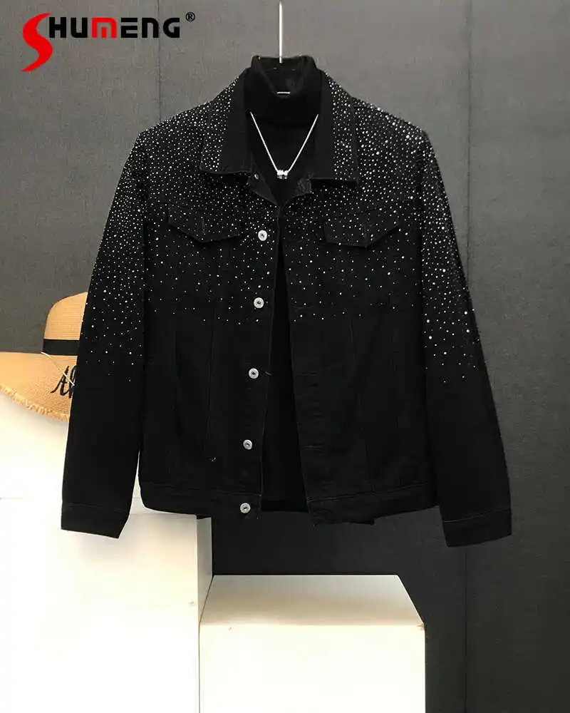 

Мужские весенне-осенние новые высококачественные стильные топы 2021, модные шикарные куртки со стразами «Звездное небо», красивые уникальные пальто с длинными рукавами