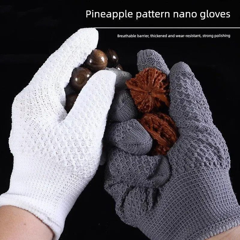 

Pine Pattern Poliing Gloves Thiened Cerc Hanging Gloves for Bead Plang High End White Nano Protective Gloves