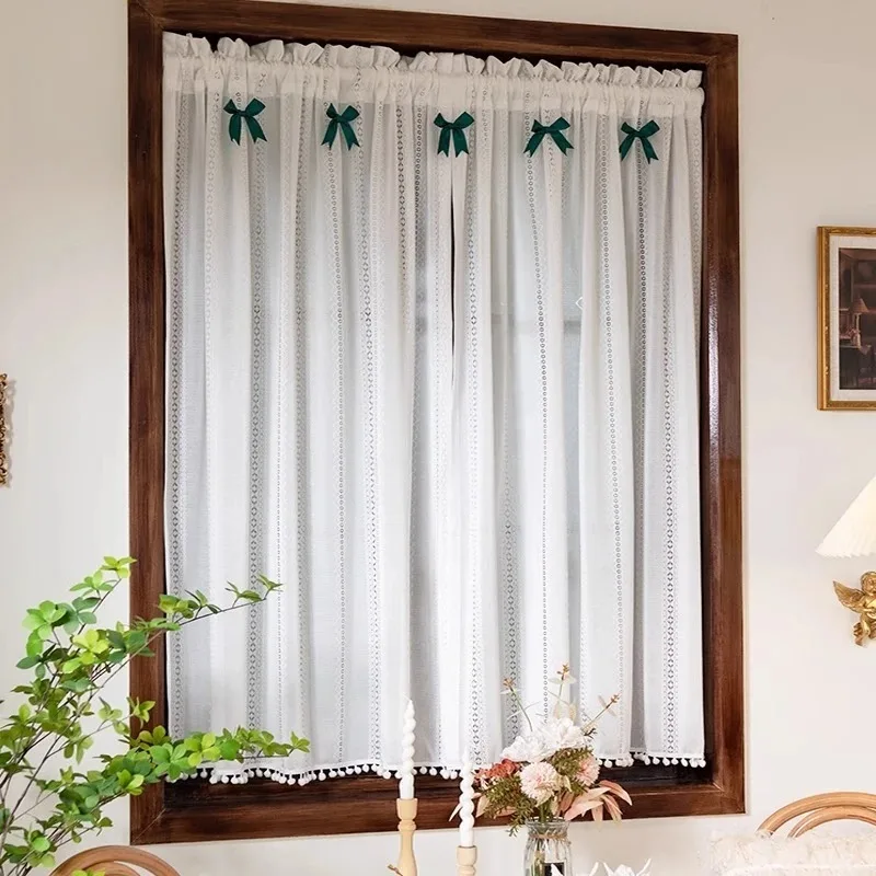 

Шторы для гостиной и спальни в пасторальном стиле, короткие, полупрозрачные, без перфорации, с затемнением и теплоизоляцией