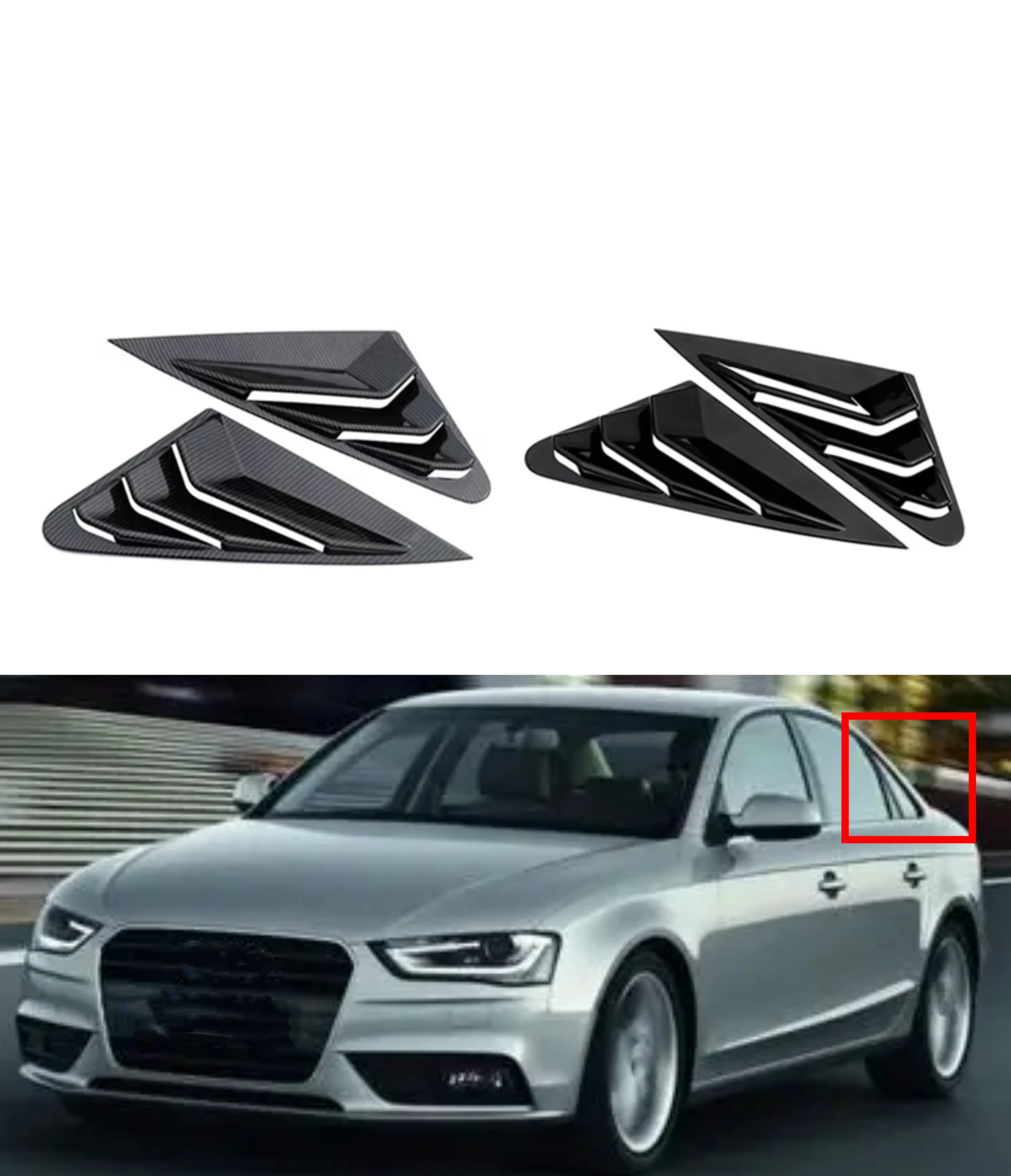 

For Audi A4 A4L S4 B8 Sedan 2009 2010 2011 2012-2016 Car Rear Louver Window Side Shutter Cover Trim Sticker Vent Scoop ABS ABS