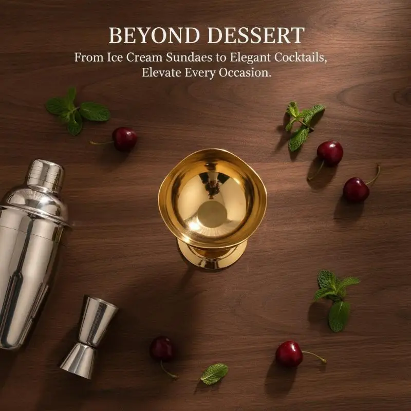 Stainless Steel Goblet Food Grade Safe Multi-use Ice Cream Dessert Salad Bowl for Home Party Picnic Snack Fruit Serving