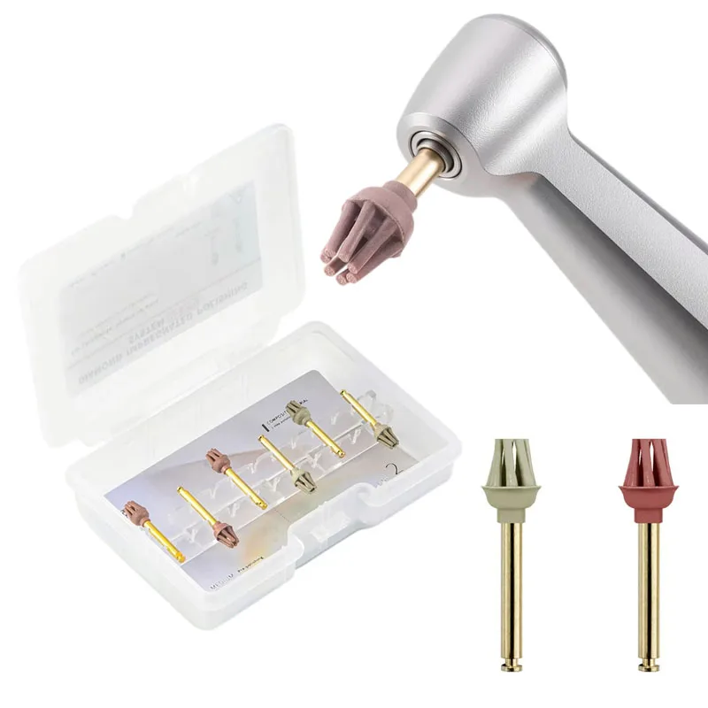 6Pcs/Box Octopus-Shaped Dental Rubber Polisher Wheel 2-Step Diamond Polishing for Occlusal Surface Composite Restoration