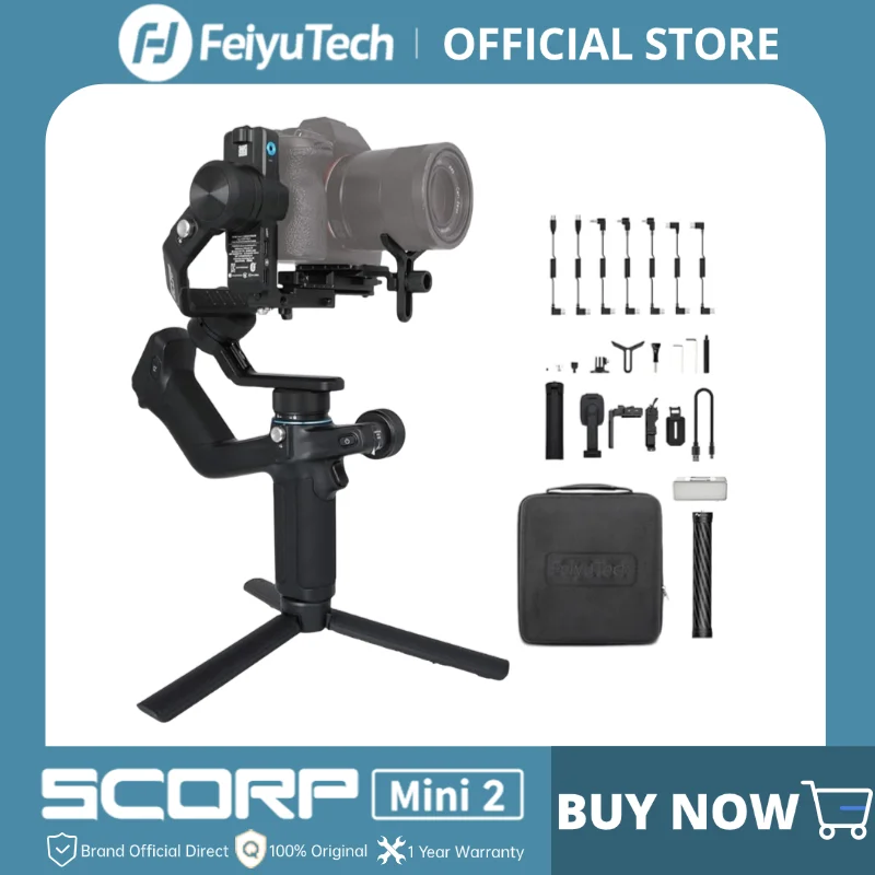 FeiyuTech SCORP Mini 2 [Officieel] Alles-in-één 3-assige handheld camera Telefoon Gimbal-stabilisator voor Sony GoPro iPhone 15 AI Tracker