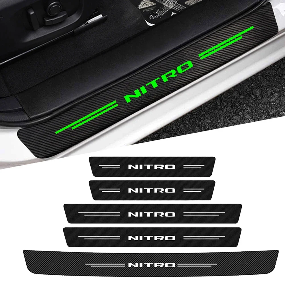 Luminous Car Door Threshold Sill Protective Plate Rear Trunk Bumper Sticker for Dodge NITRO Logo CARAVAN Challenger Accessories