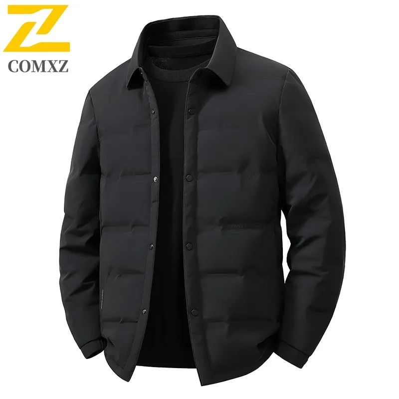 

COMXZ Men Down Jacket Turndown Collar Commuting Office Warm Lightweight Parka Fashion Travel Cold Protection Winter Garment