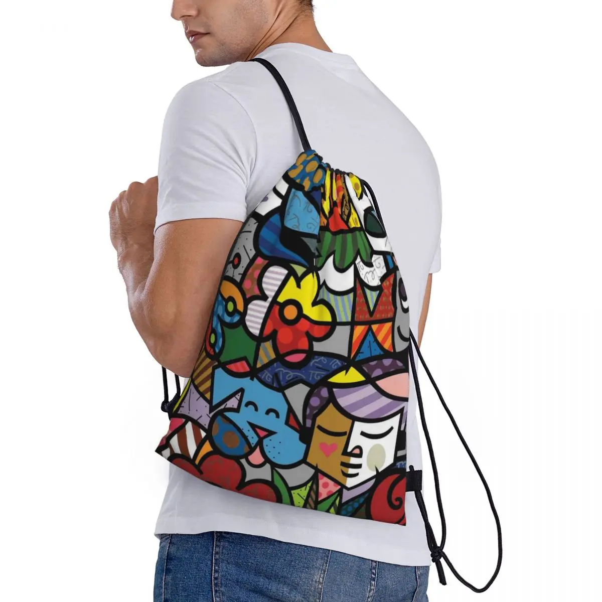 Borsa con coulisse con Logo con motivo personalizzato borsa da scuola per borsa da viaggio per studenti con zaino da viaggio per Anime Britto Muslimate