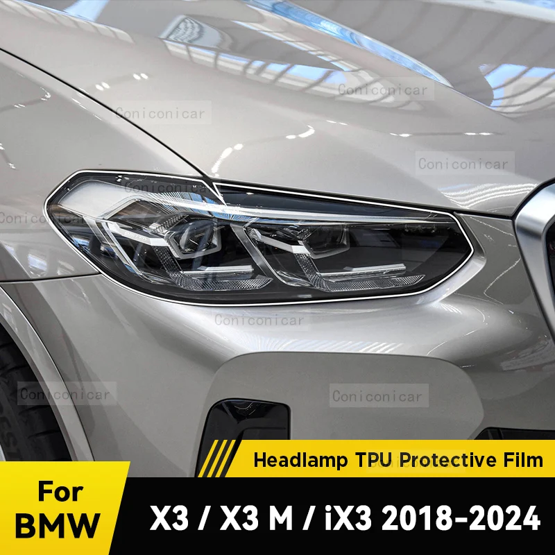 

Для BMW X3 iX3 X3M G01 G45 G08 F97 2018-2024 Защитная пленка для фар автомобиля, передний фонарь, прозрачный ТПУ, защита от царапин
