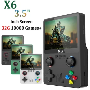 X6 Retro Game Console Portable 3.5" Screen Handheld Video Devices Player 10000+ Classic Games for Adults Children Gifts