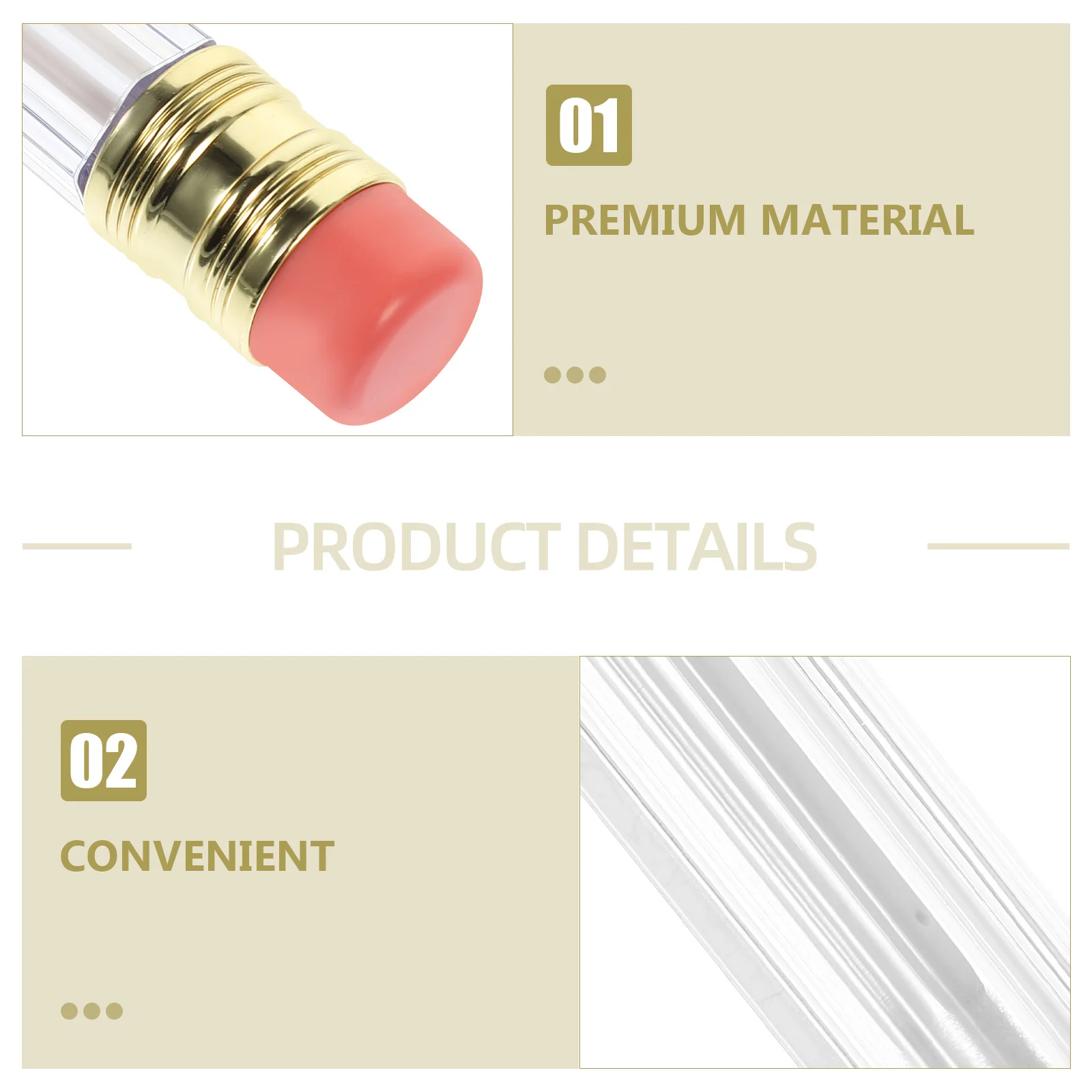 12 قطعة أنابيب ملمع الشفاه الفارغة تصميم قلم رصاص حاويات محمولة قابلة لإعادة الملء لبلسم الشفاه كريم السفر استخدام أنبوب واضح #3