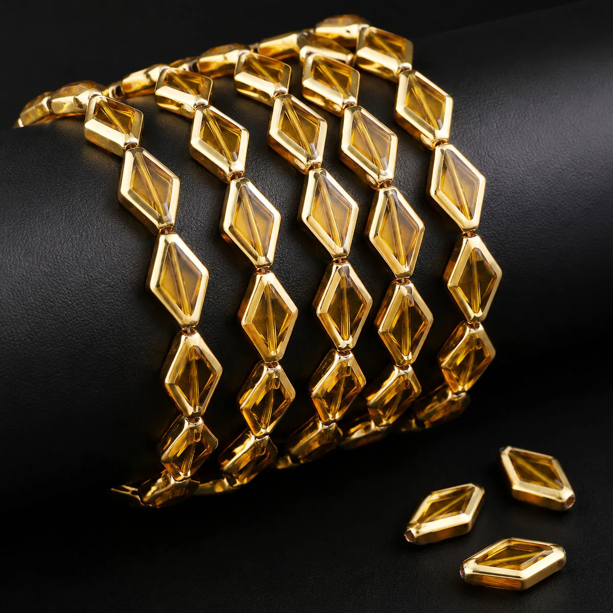 11x15mm 10/20/30Pcs Light Brown Rhombus Crystal Glass Loose Beads for Jewelry Making Bracelet Necklace Keychain DIY Accessories