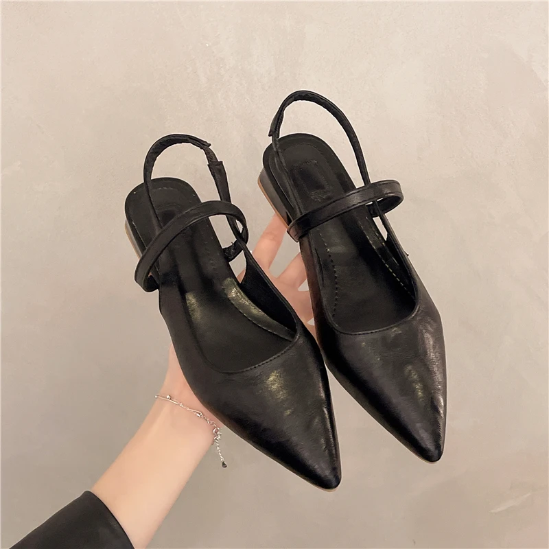 

Summer Flat Shoes Women Pointed Toe Slingbacks Luxury Quality Suede Leather Walk Shoes Woman String Bead Runway Sandals Women