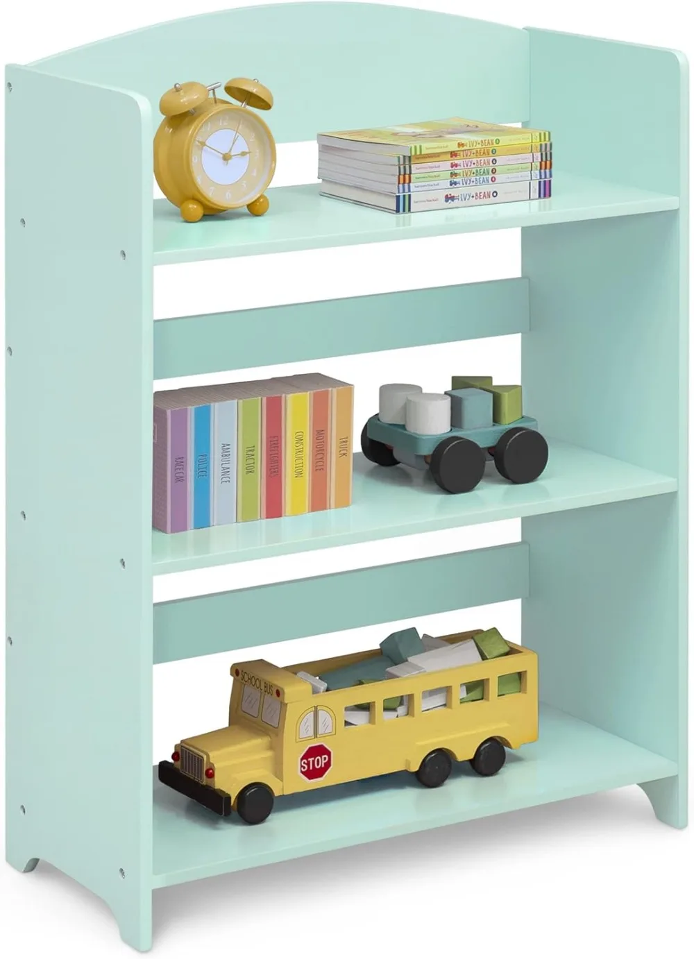 Kids Bookshelf with 3 Shelves, Greenguard Gold Certified, Mint Color - Safe & Durable