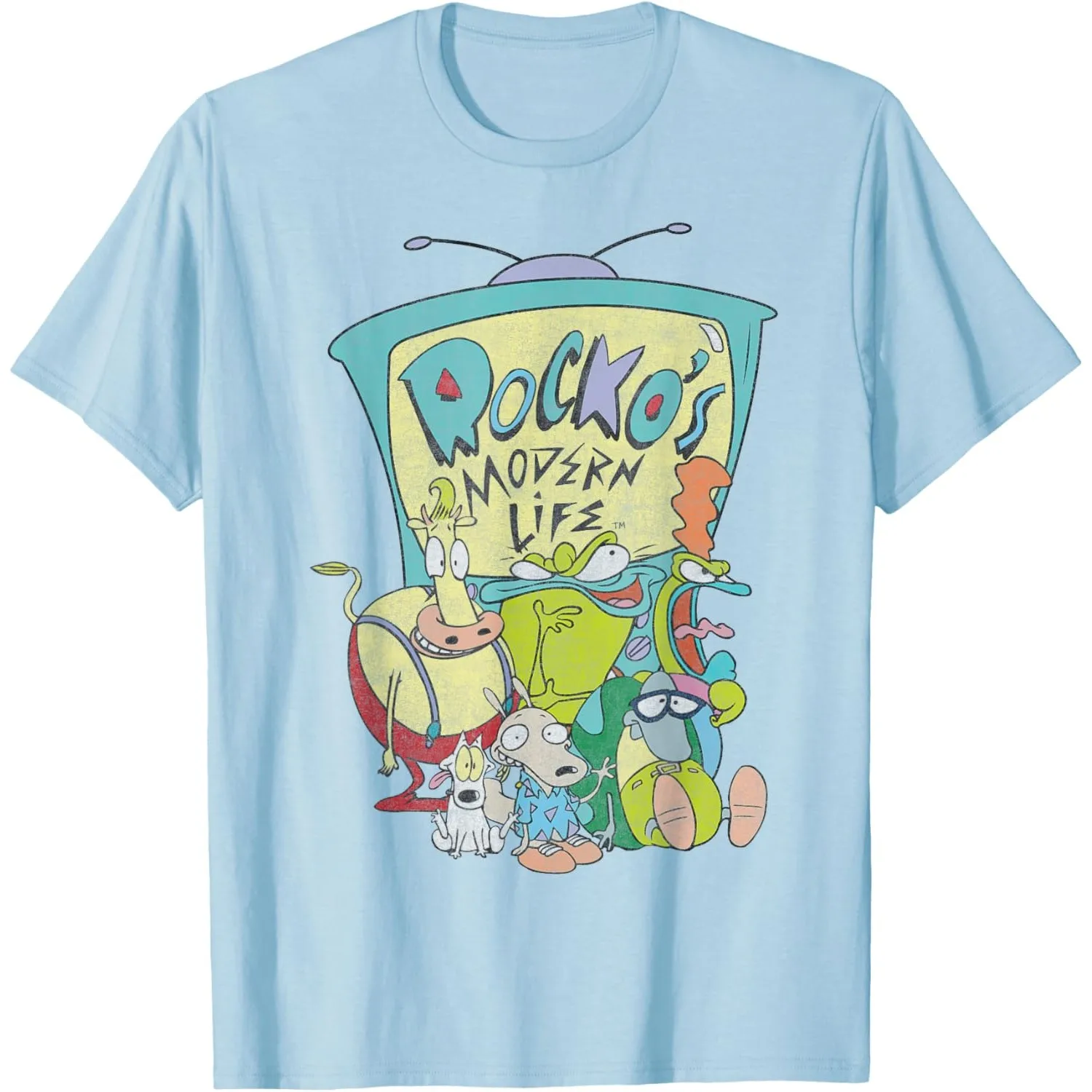 Rocko's Modern Life TV Cast Graphic T-Shirt Men's Short Sleeve Crewneck Cotton Tee