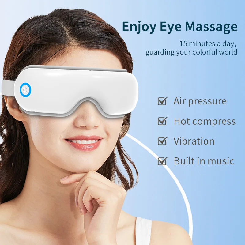 4 in 1 Airbag Eye Massager with Heat for Migraines Relief Smart Eye Mask with Bluetooth Music for Relax Eye Strain Improve Sleep