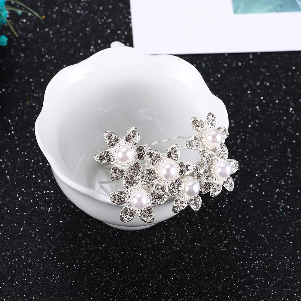 

6pcs Pearl Flower Hair Clip Elegant Accessories for Women Bride Bridesmaid Stylish Headwear Fashionable Headdress Prom