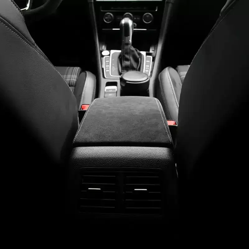 Alcantara-中央アームレストボックスカバー、vwゴルフ7 2014 - 2020