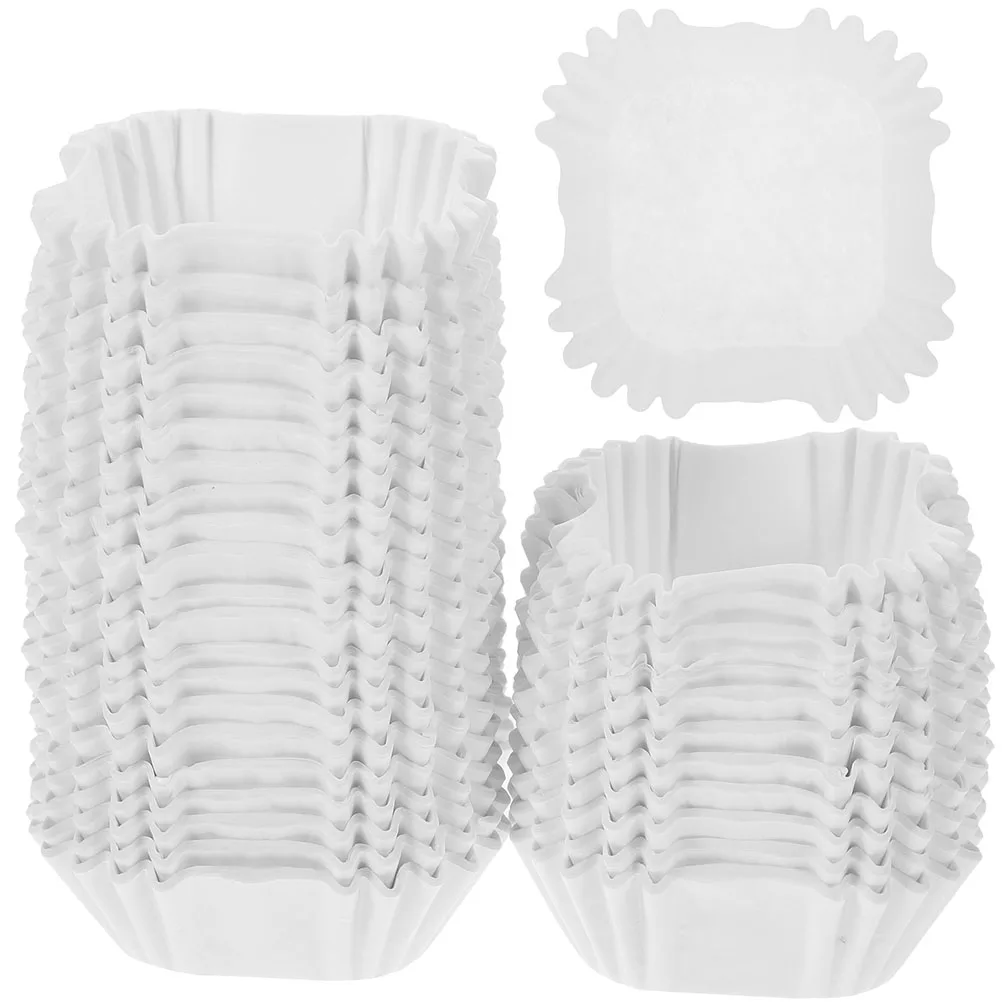 

2000pcs Square Cake Paper Cups White Muffin Liners Food Grade Oil Proof Safe Beautiful Shape Baking Wedding Tea Parties Cupcake