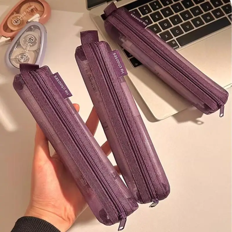 منظم فرش مكياج شبكي من النايلون، شفاف ومرئي، سعة كبيرة، محمول لأقلام الحواجب وأحمر الشفاه وتخزين السفر #6