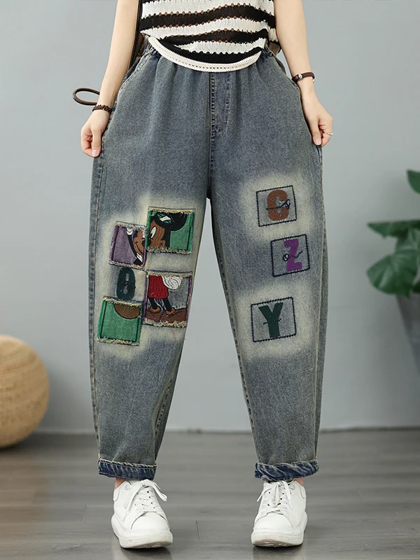 

Свободные женские джинсы в стиле Dad Jeans, летние, модные, художественные, с высокой талией, из хлопка, прямого кроя, повседневные брюки, дышащие, удобные, для женщин среднего возраста