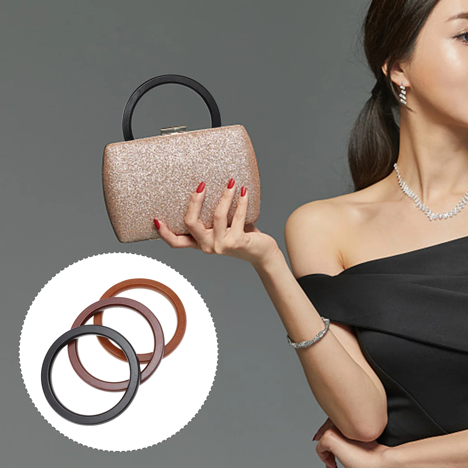 

3Pcs Wooden DIY Circle Bag Handles Natural Wood Round Hanging Rings for Handmade Handbag Accessories Decorative Craft Projects