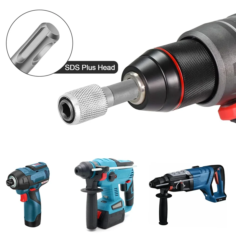 

ABAH-5PCS SDS-Plus Drill Chuck Adapter, SDS Plus Bit Adapter To 1/4 Inch 6.35Mm Hex Socket Steel Drill Holder, Drill Bit, Durabl