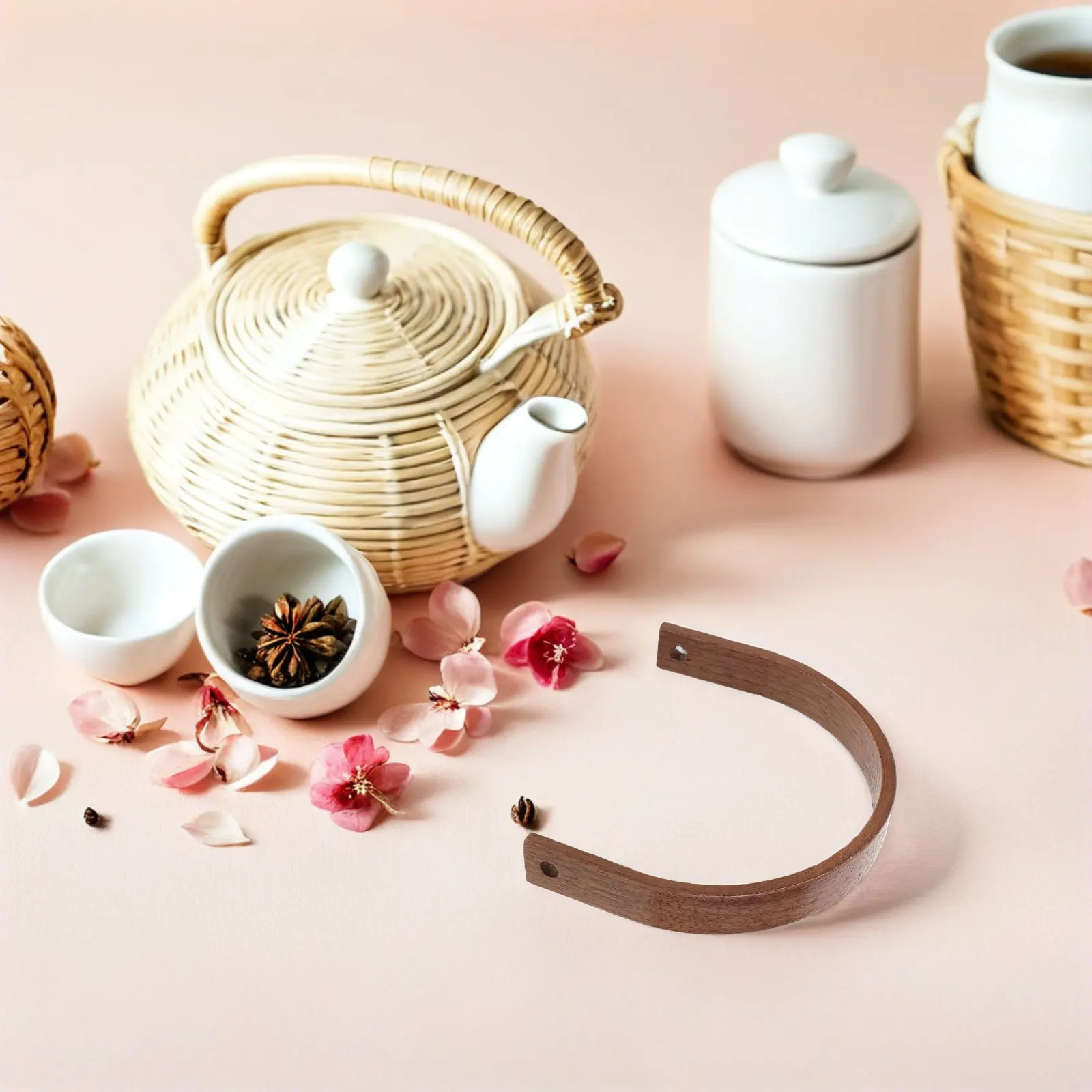 

6Pcs Black Walnut Teapot Handle Replacement U-Shape Ergonomic Kettle Grip Heat Insulation Tea Accessories Supplies