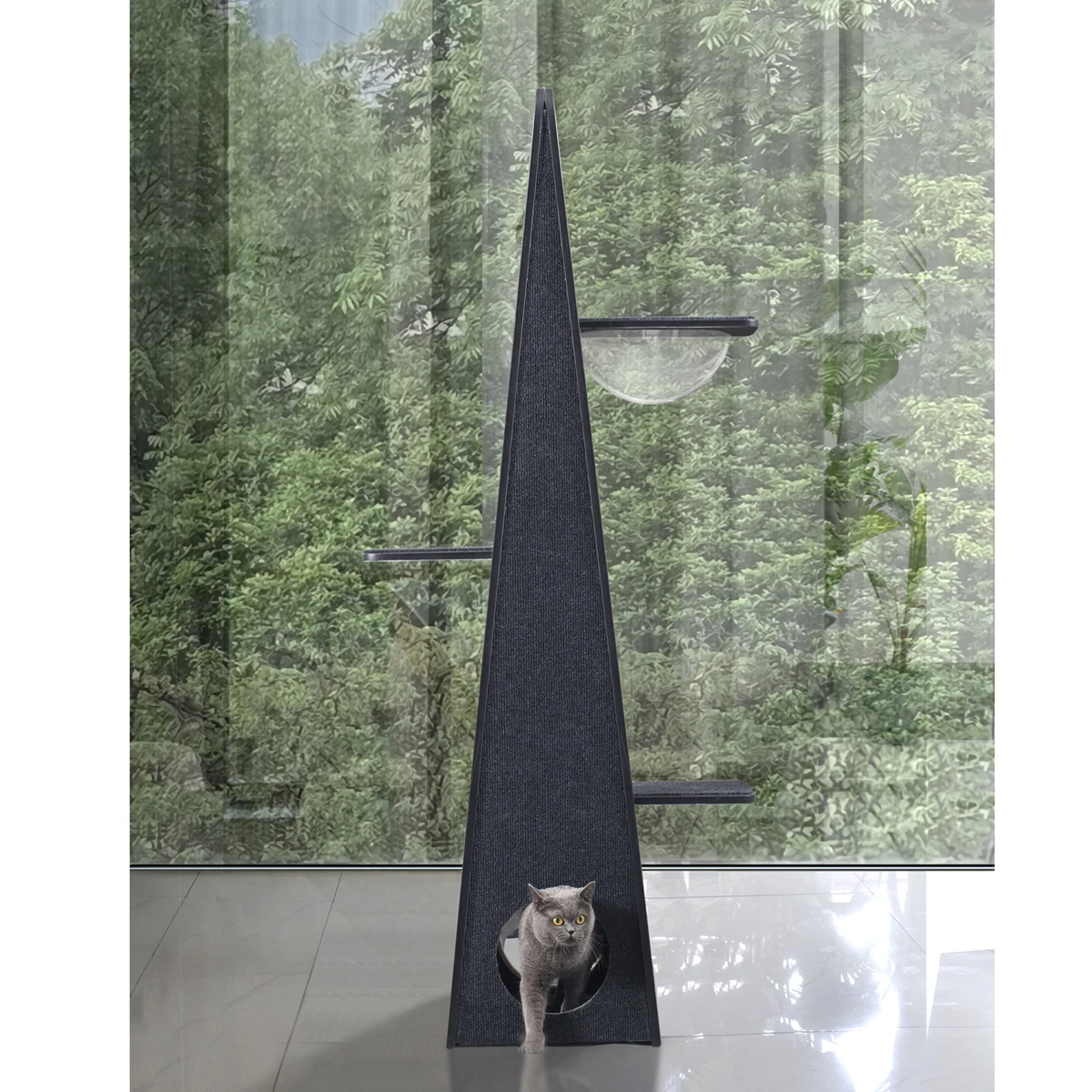 Cadre d'escalade pour chat en bois massif, nid d'arbre intégré, grande plate-forme de saut simple japonaise de luxe, sens du design