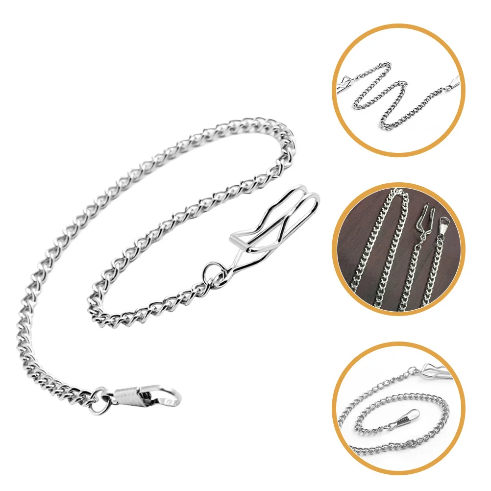 2 Pcs Retro Hanging Chain Clip Pocket Accessories Decorative Pants Apparel Diy Watch Chains Replacement for Metal Clothing