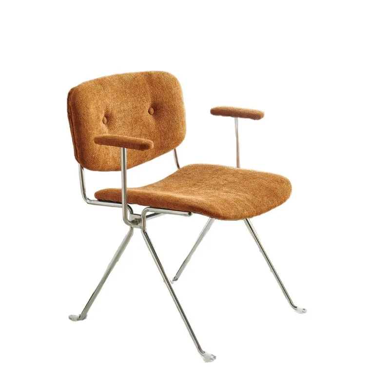Dining chair Household stainless steel back chair Simple dining table and chair