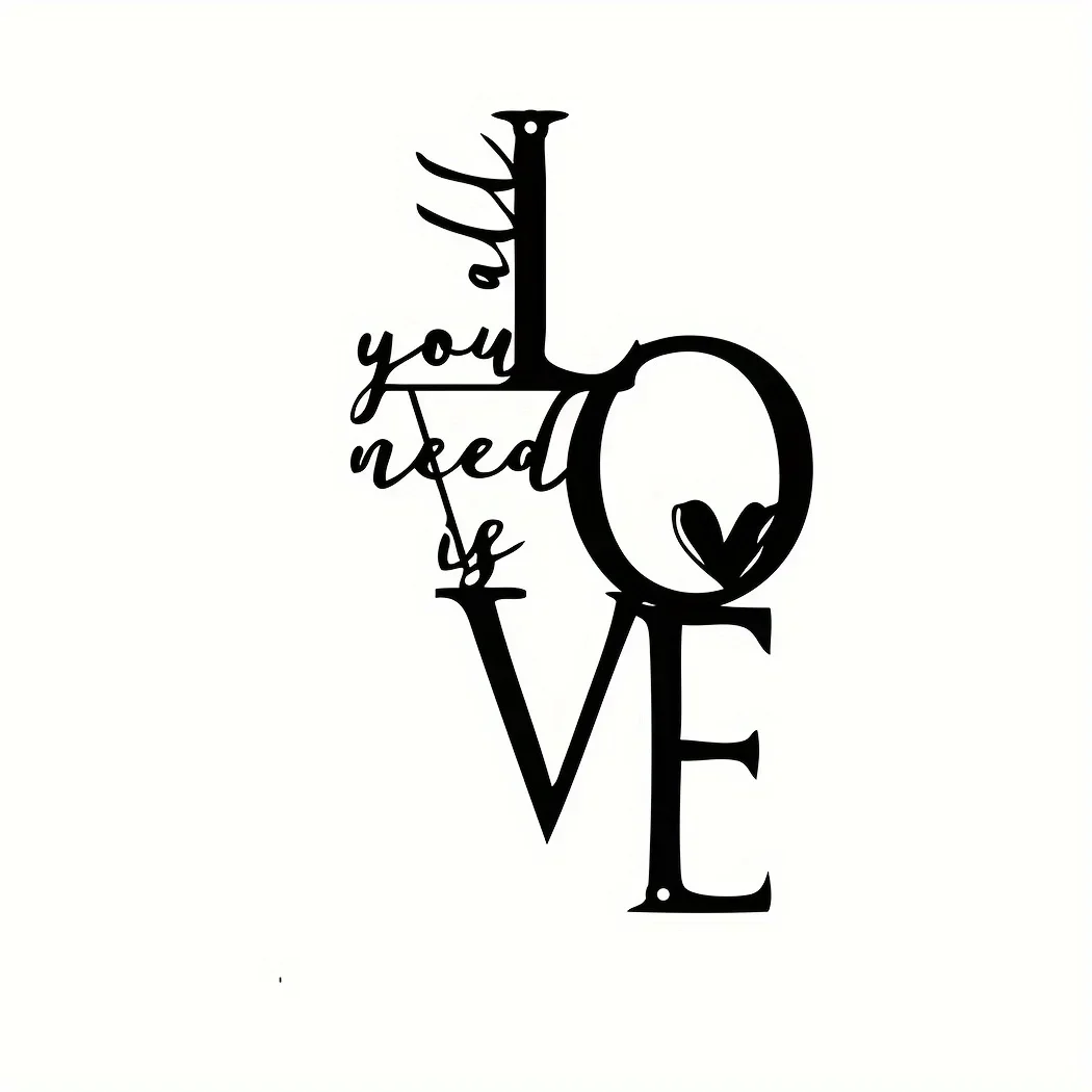 CIFBUY Deco  Metal Wall Hanging Decoration Ornament All You Need Is Love Metal Wall Art Love Art Decor Love Metal Wall Mounted S