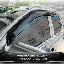 Sun Rain Guard Window Dflectors Window Visor for Ford Ranger Next Gen T9 2023 2024 Double Cab Weather Shield Car Accessories