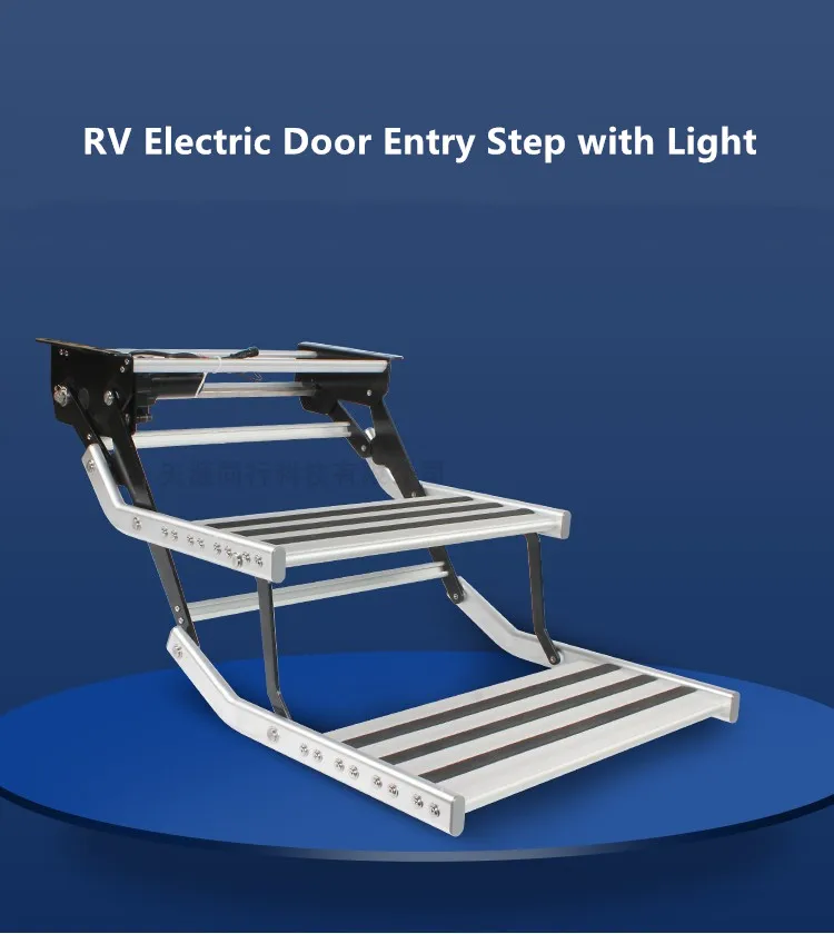 Camper Accessories Motorhome Aluminum Anti-skid Step Electric Door Entry Step with Light