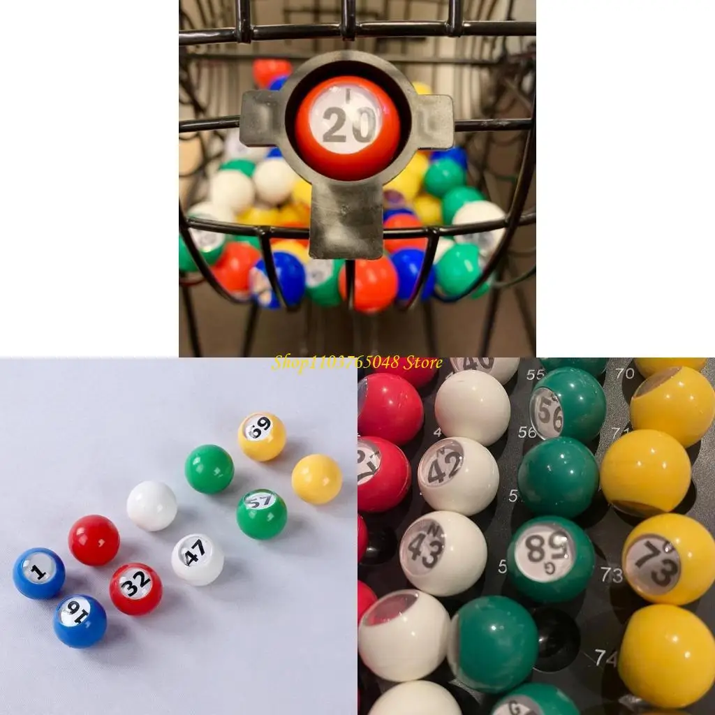 

R53E 100Pieces Bingo Game Balls Light Weight Designs Colorful Replacement Bingo Balls with Clear Number For Event and Game