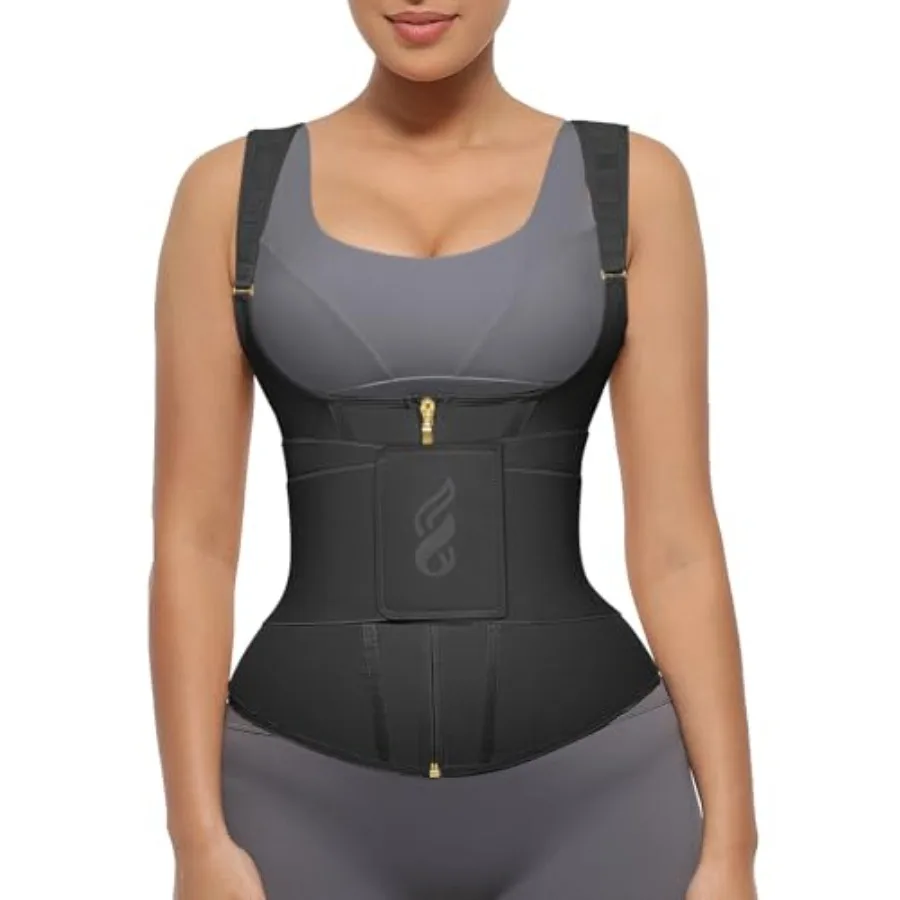 

FeelinGirl Waist Trainer for Women Tummy Control Waist Cincher Belt Workout Body Shaper Vest with Adjustable Shoulder Strap