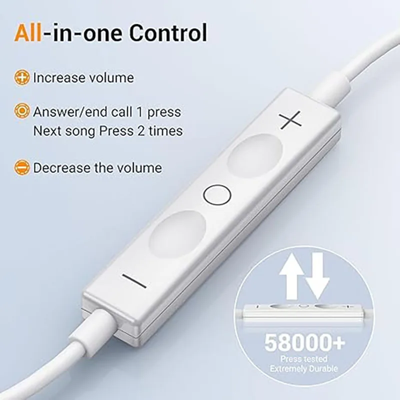 Original Headphones USB C for Apple iphone Lightning 16 15 Pro Max 14 13 12 11 X XR 7 8 Plus Type C Wried Earphone Bass Earbuds